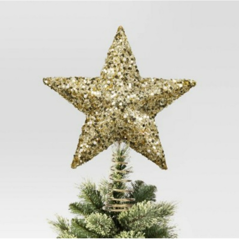 Wondershop LED Snowflake Christmas Tree Topper Gold White Pearl Like Beads NEW‎